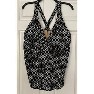 Woman's‎ Lands' End Size 26W Black & White Tankini